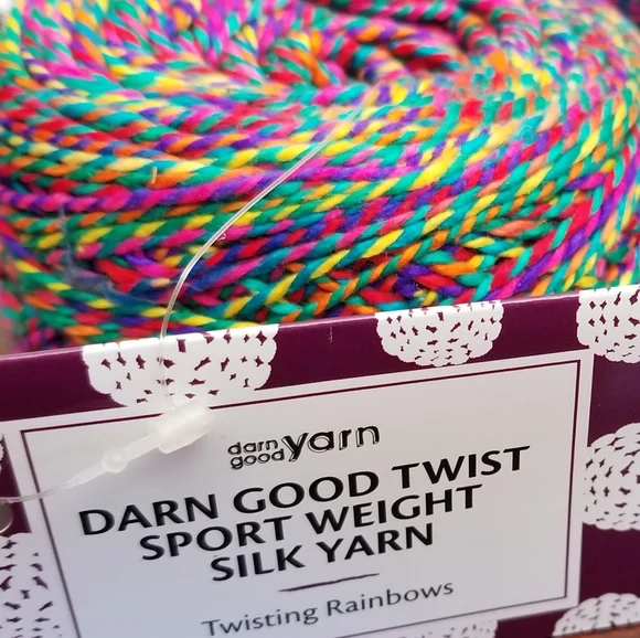 4 Cakes of Darn Good Yarn Twisting Rainbows - Recycled Silk - Picture 3 of 5